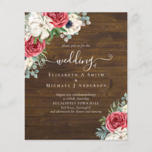 Elegant Red White Blue Floral Wedding Budget Flyer