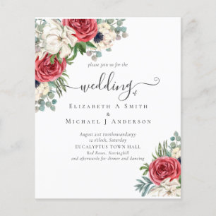 Elegant Red White Blue Floral Wedding Budget Flyer