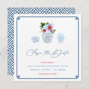 Elegant Red White Blue Holiday Weekend Wedding Save The Date