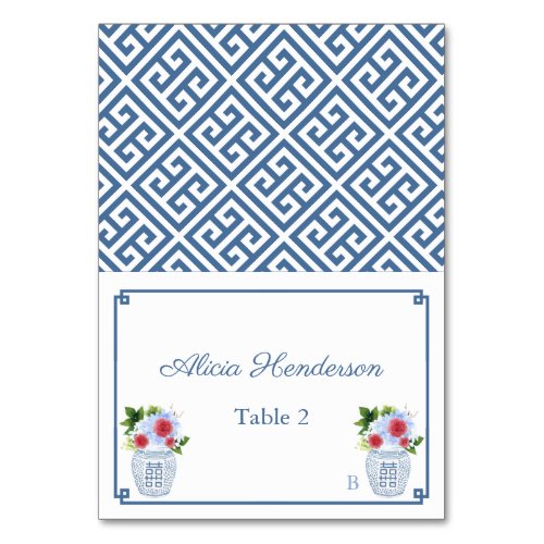 Elegant Red White Blue Wedding Place Card