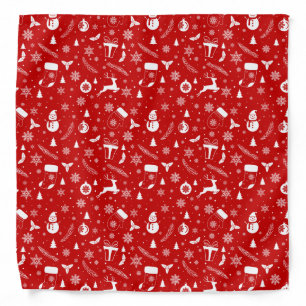 Elegant Red & White Christmas Pattern Bandana