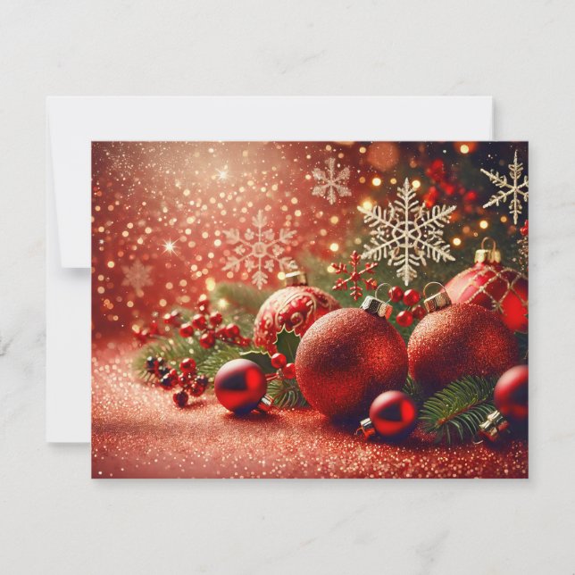 Elegant Red & White Christmas Tree – Minimalist Ho Holiday Card (Front)