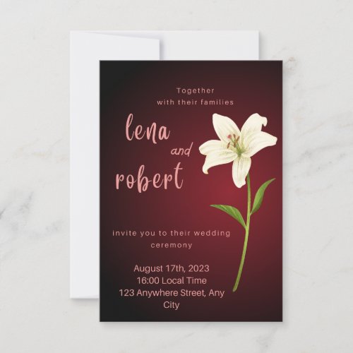 elegant red white floral wedding invitation