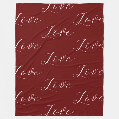 Elegant Red White Love  Fleece Blanket