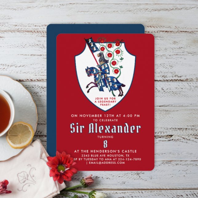 Elegant Red White Red Medieval Armor Knight Joust Invitation (Creator Uploaded)