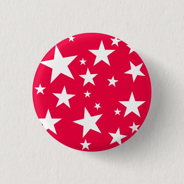 Elegant Red White Stars Christmas Template Button (Front)