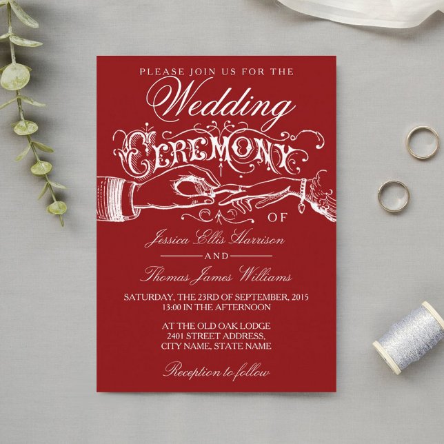 Elegant Red & White Wedding Ceremony Invitations (Creator Uploaded)