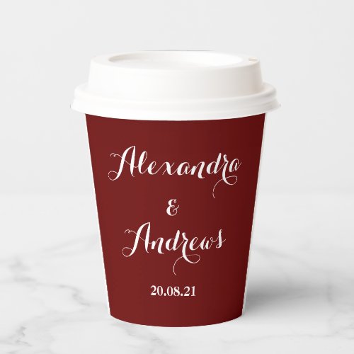 Elegant Red White Wedding Paper Cups