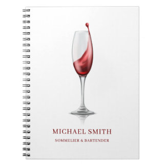 Elegant Red Wine Glass Bar Winery  Notebook