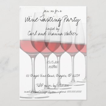 Elegant Red Wine Glasses Design Invitation by EnduringMoments at Zazzle