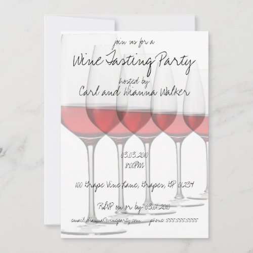 Red Wine Glasses Party Invitations