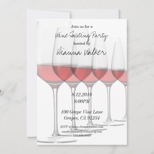 Elegant Red Wine Glasses Invitation (Front)