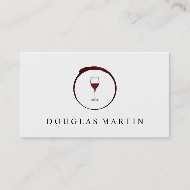Elegant Red Wine Stain with Wine Glass Business Card (Front)