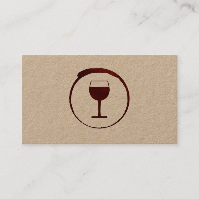 Elegant Red Wine Stain with Wine Glass Business Card (Front)