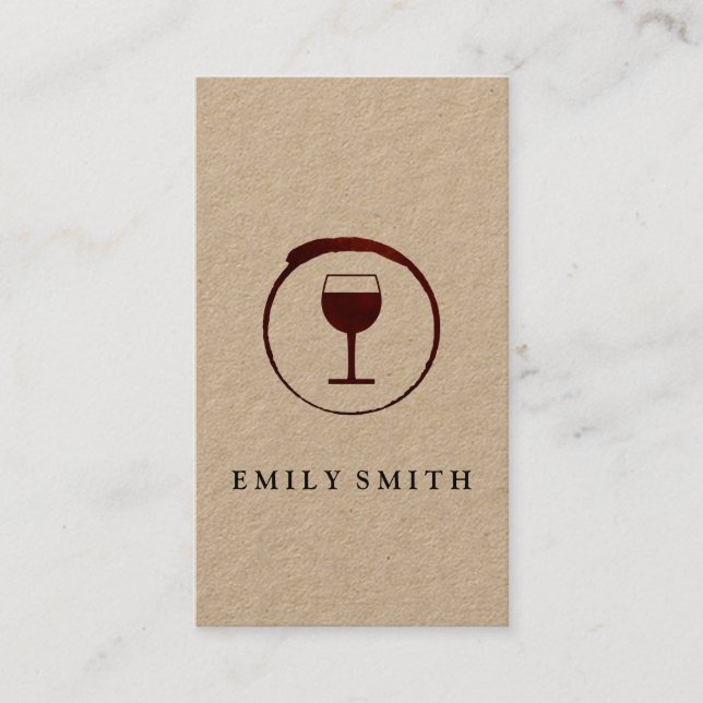 Elegant Red Wine Stain with Wine Glass Business Card (Front)