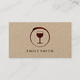 Elegant Red Wine Stain with Wine Glass Business Card