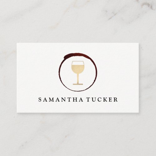 Elegant Red Wine Stain with Wine Glass Business Card