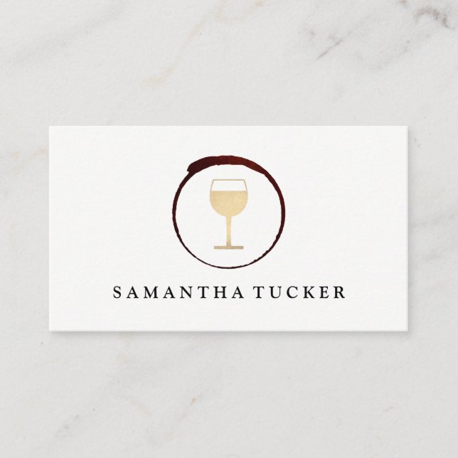Elegant Red Wine Stain with Wine Glass Business Card (Front)