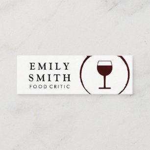Elegant Red Wine Stain with Wine Glass Mini Business Card