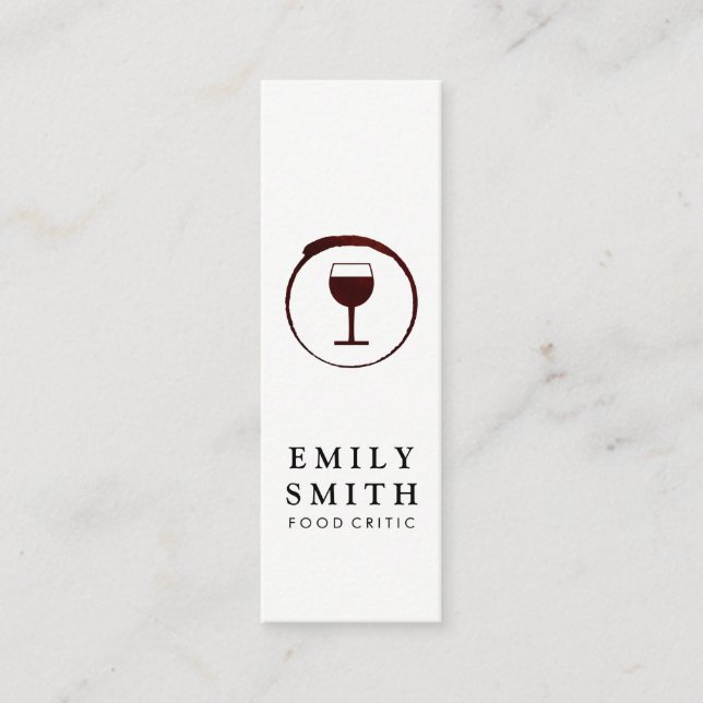 Elegant Red Wine Stain with Wine Glass Mini Business Card (Front)