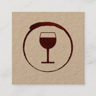 Elegant Red Wine Stain with Wine Glass Square Business Card
