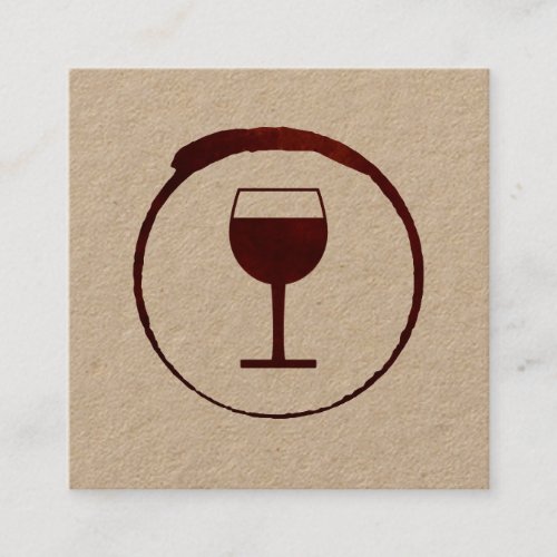 Elegant Red Wine Stain with Wine Glass Square Business Card