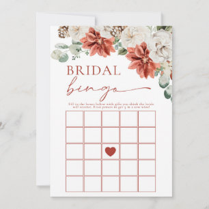 Elegant Red Winter Bridal Bingo Bridal Shower Game Invitation