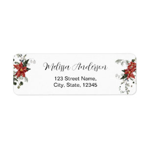 Elegant Red Winter Bridal Shower Return Address Label