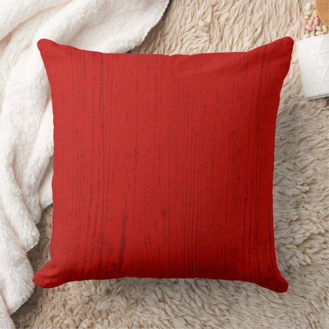 Elegant Red Wood Grain Throw Pillow (Blanket)