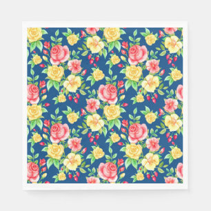 Elegant Red Yellow Rose Floral Pattern Napkins