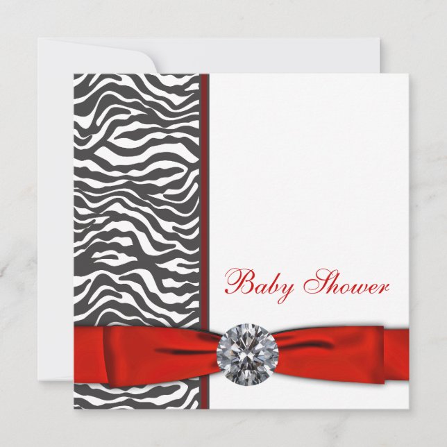 Elegant Red Zebra Baby Shower Invitation (Front)