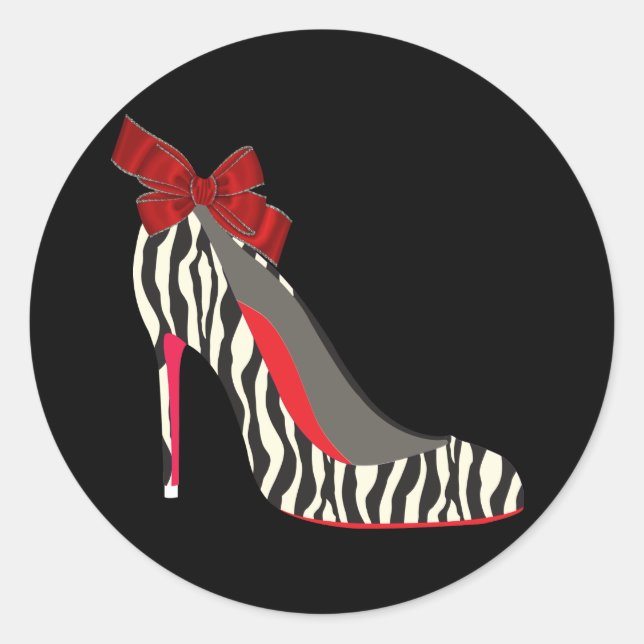 Elegant Red Zebra High Heel Shoe Stickers (Front)