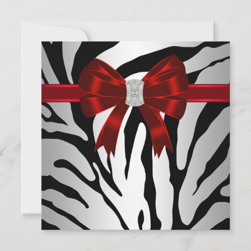 Elegant Red Zebra Party Invitation