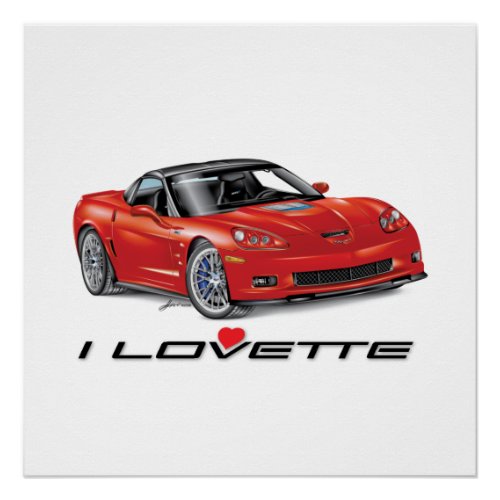 Elegant Red ZR1 Vette I LOVETTE Design Poster