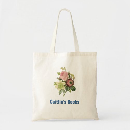 Elegant Redoute Flowers Custom Library Book Bag