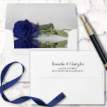 Elegant Reflecting Deep Navy Blue Rose Wedding Envelope<br><div class="desc">These beautiful wedding envelopes are perfect for making your invitations all the more special. They feature a romantic design on the inside flap with a single long-stemmed navy blue colored rose reflecting with waves and ripples. The back flap has your return address in lacy script calligraphy. Sophisticated and chic, these...</div>