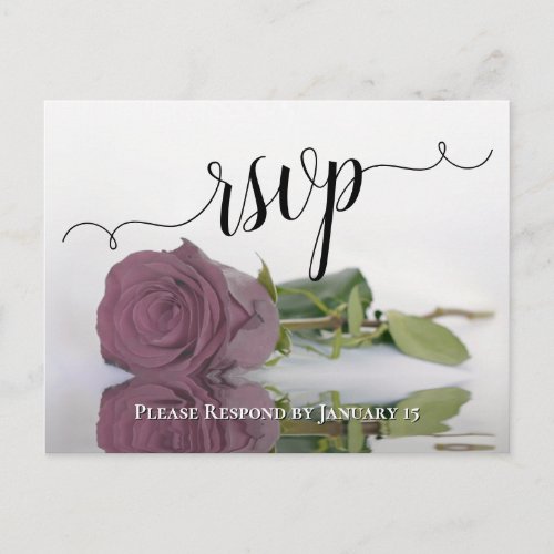 Elegant Reflecting Dusty Mauve Rose Wedding RSVP Postcard