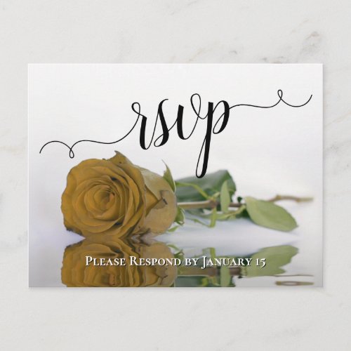 Elegant Reflecting Golden Rose Wedding RSVP Postcard