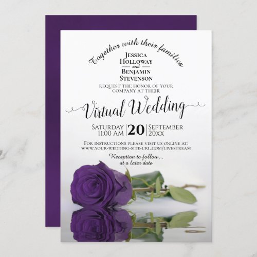 Elegant Reflecting Purple Rose Virtual Wedding Invitation