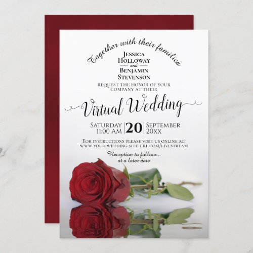 Elegant Reflecting Red Rose Virtual Wedding Invitation