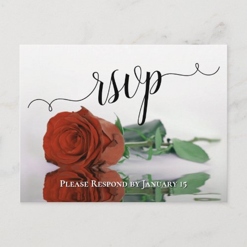 Elegant Reflecting Rust Orange Rose Wedding RSVP Postcard