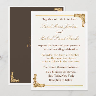 Elegant Regal Baroque Gold Wedding Invitation