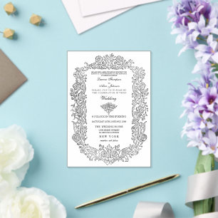 Elegant Regal Birds Border Wedding Frosted Petite Acrylic Invitation