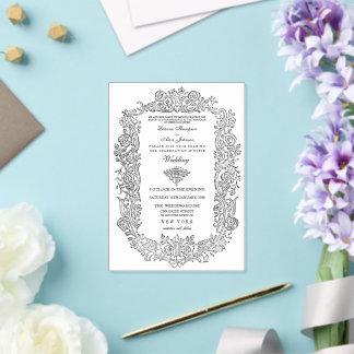 Elegant Regal Birds Border Wedding Frosted Petite Acrylic Invitation
