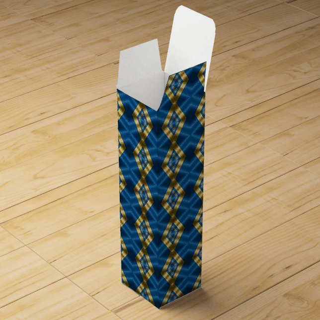 Elegant Regal Blue Luxury  Wine Box (Opened)