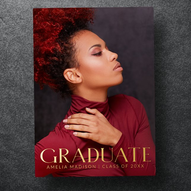Elegant Regal Classy Grad Photo Announcement Card (Creator Uploaded)