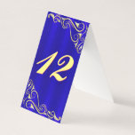 Elegant Regal Gold and Blue Flourish Table Card<br><div class="desc">Stylish elegant gold and blue table number card. Regal flourish design. Other wedding items in this style are available for you in my store. Thank you.</div>