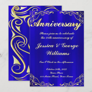 Elegant Regal Golden Typography Anniversary Invitation