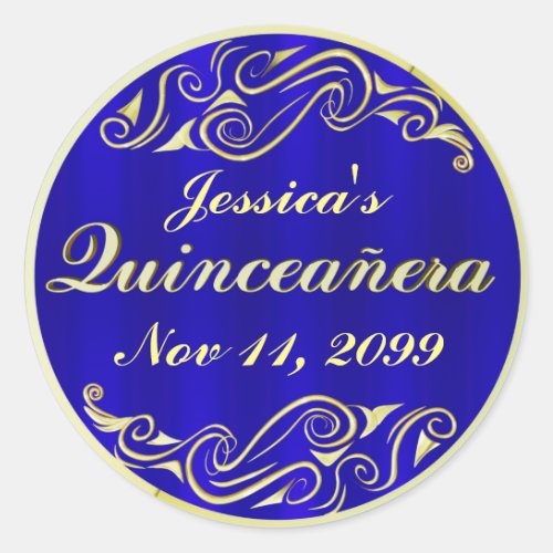 Elegant Regal Golden Typography Quinceanera Classic Round Sticker