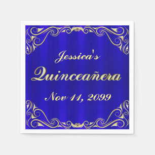 Elegant Regal Golden Typography Quinceañera Napkins